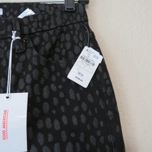 Black and Metallic Grey Cheetah Print Jeans by Good American Brand
